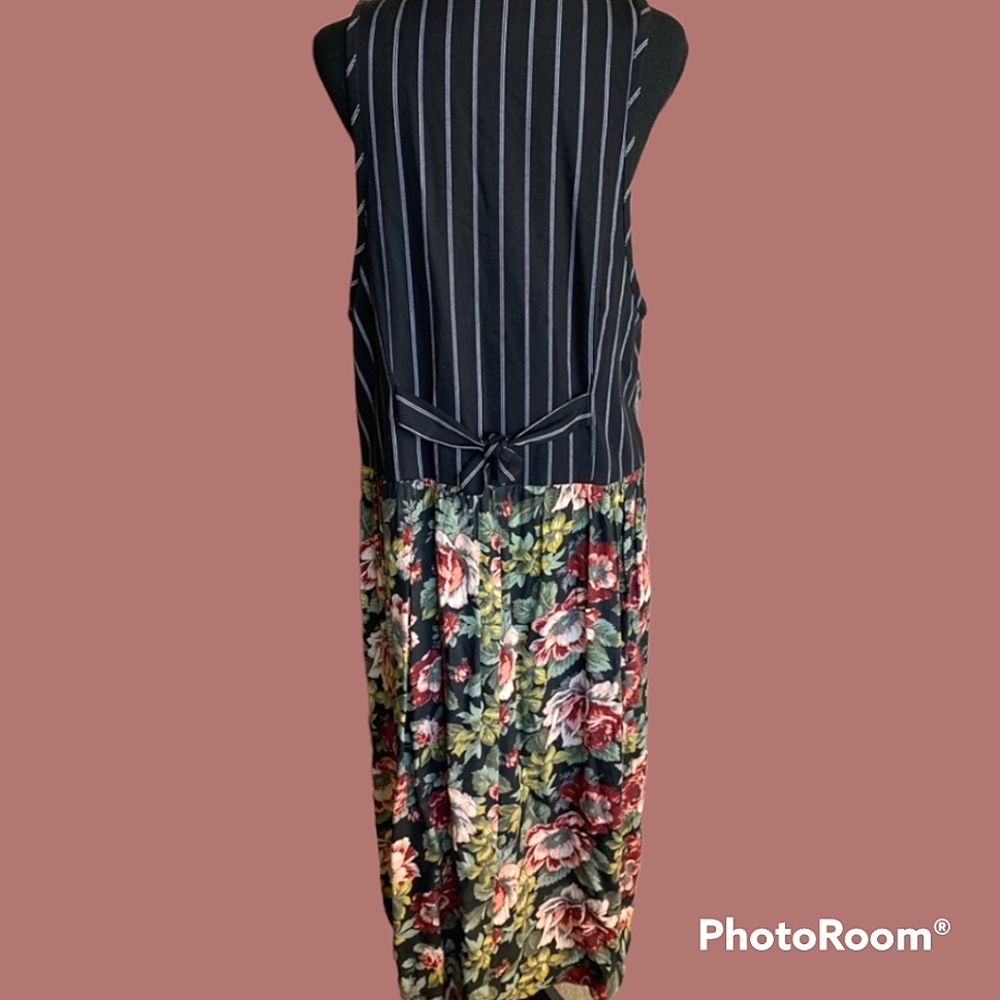 Vtg 90s cottagecore mixed print maxi dress - Picture 3 of 9